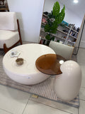 MESA DE CENTRO CON VIDRIO CAFE