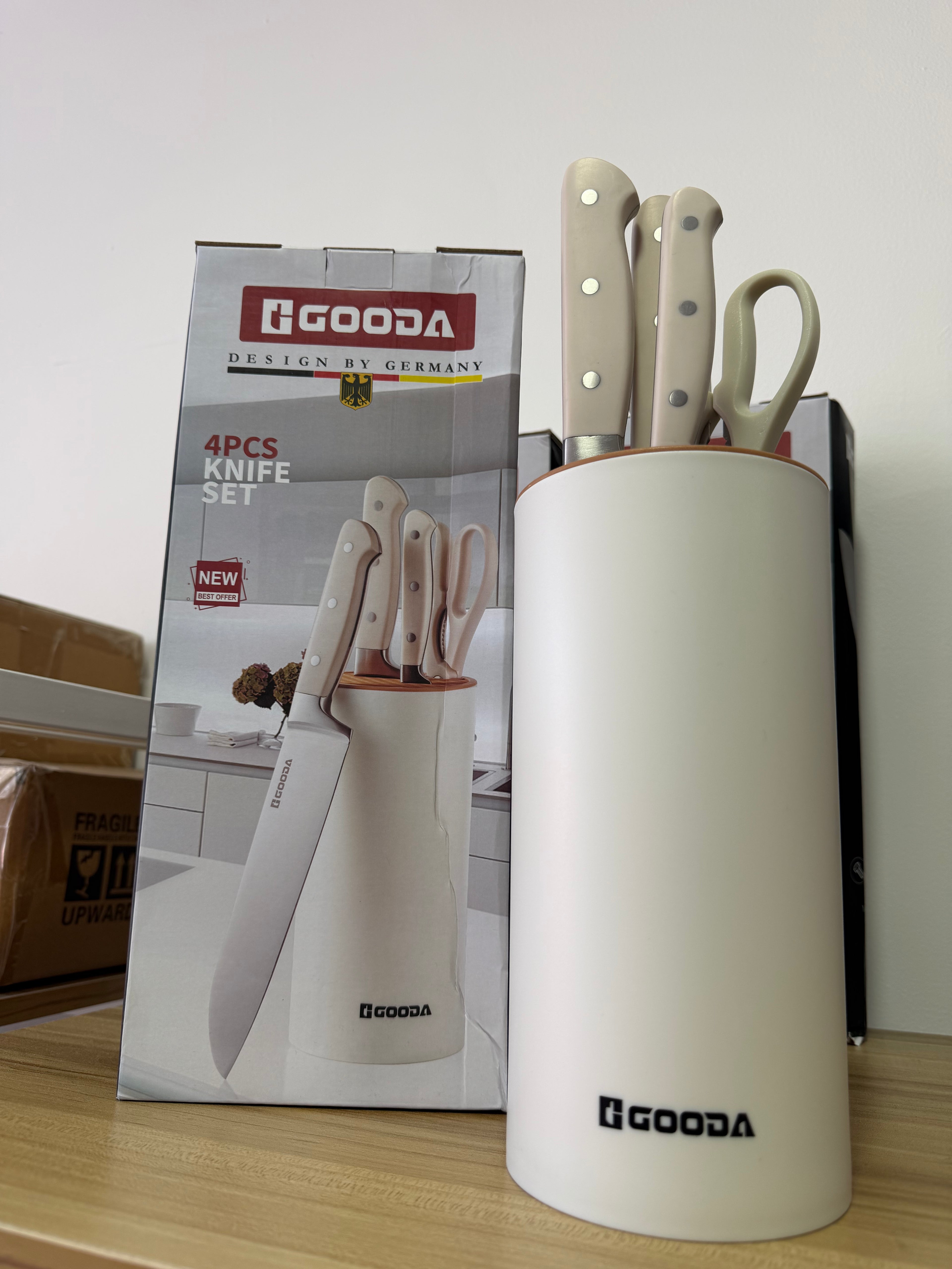 JUEGO DE CUCHILLOS BEIGE