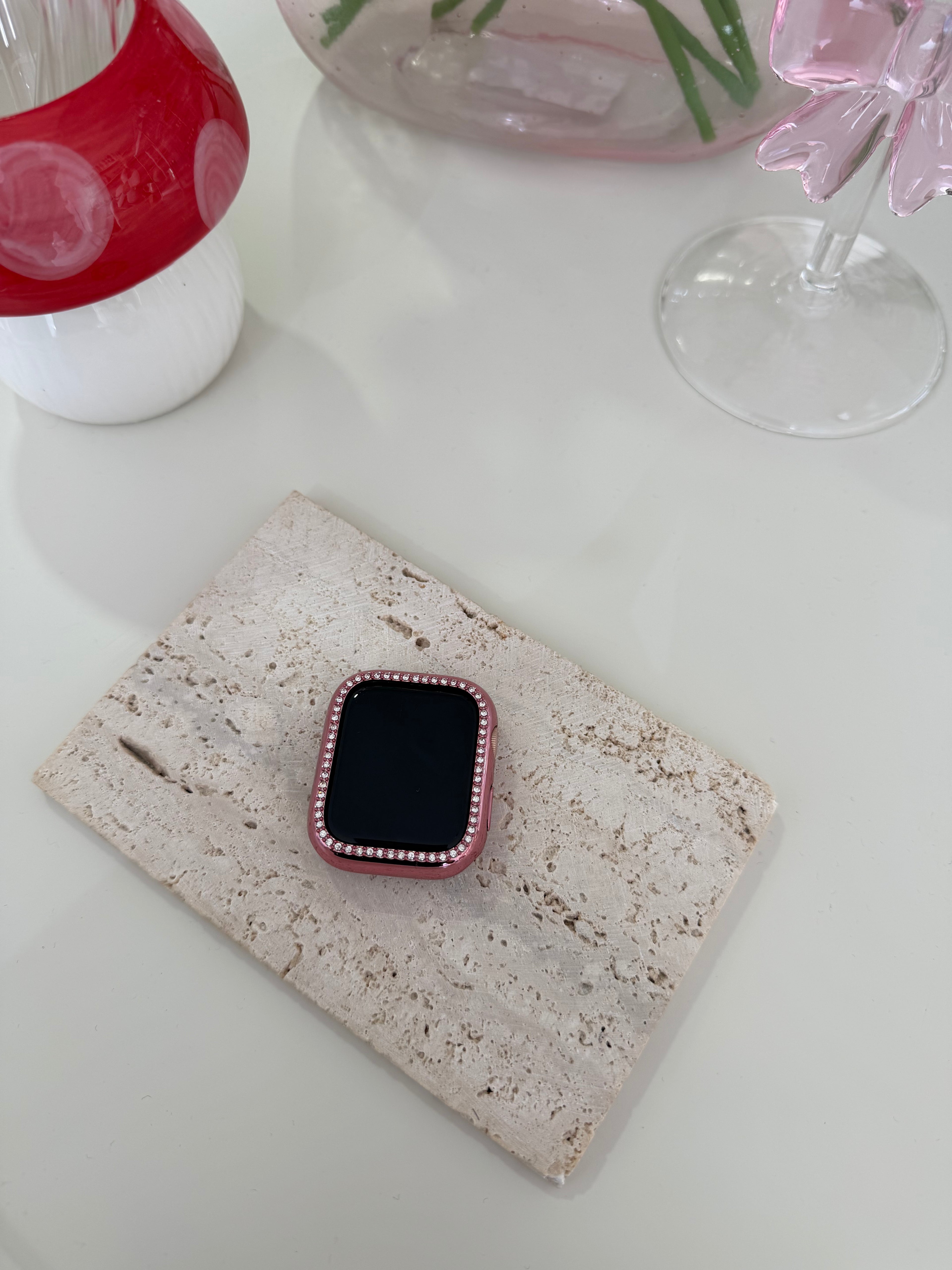 CASE FUCSIA CON BRILLOS